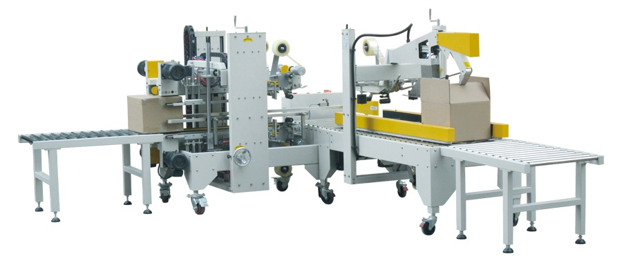 自动折盖封箱机 MB-FJ-3A+角边式自动封箱机 MB-FJ-P1